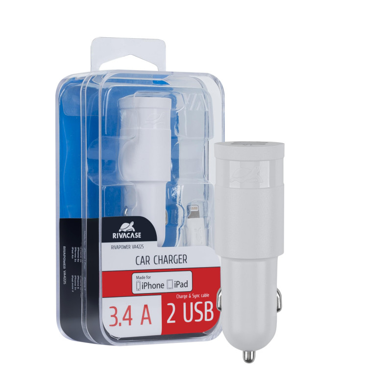 Rivacase VA4225 WD2 EN Auto Blanc chargeur de téléphones portables - Chargeurs de téléphones portables (Auto, Allume-cigare, 5 V Rivacase VA4225 WD2 EN Auto Blanc chargeur de téléphones portables - Chargeurs de téléphones portables (Auto, Allume-cigare, 5 V