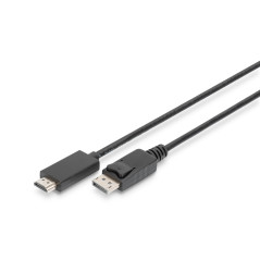 DIGITUS Câble adaptateur DisplayPort - DP vers HDMI (2.0) Type A - UHD 4K/60Hz - 2m - Verrouillage, HDCP, 3D - Pour moniteur, PC