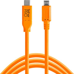 Tether Tools CUC2515-ORG câble USB 4,6 m USB 2.0 USB C Micro-USB B Orange