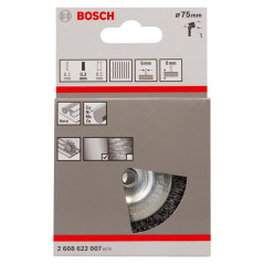 Bosch 1x Brosse circulaire PRO Steel Longlife, fils ondulés pour emmanchement cylindrique 6 mm et perceuse (Ø 75 mm, Professiona