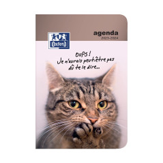 Agenda Oxford Funny Pets 12x18cm 1 jour par page 352 pages Sept 23-Sept 24 Chat