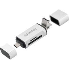 Sandberg Card Reader USB-C+USB+MicroUSB lecteur de carte mémoire Argent - Lecteurs de carte mémoire (MicroSD (TransFlash),SD, Ar