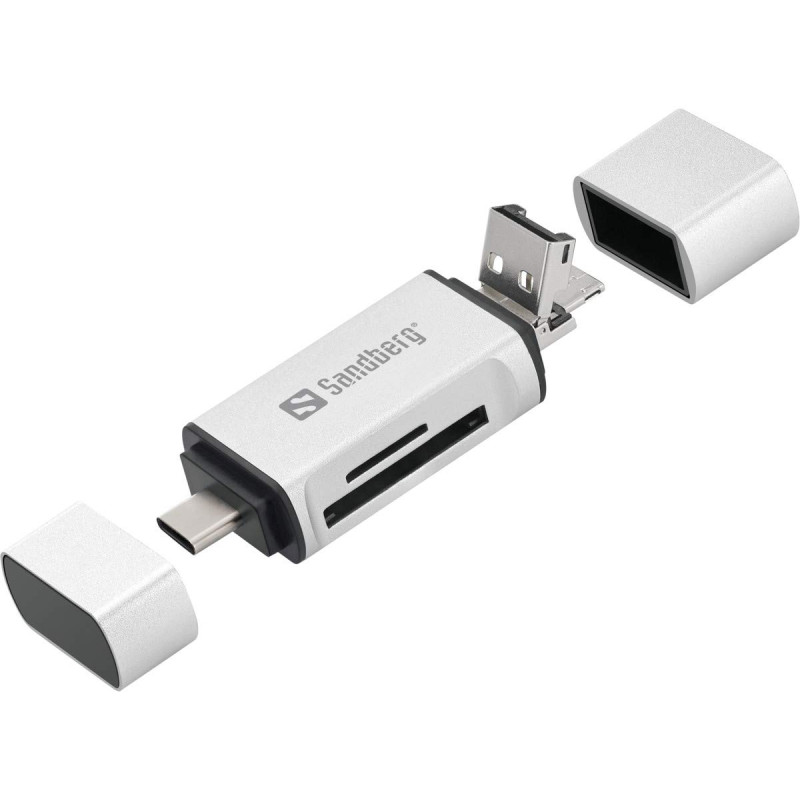 Sandberg Card Reader USB-C+USB+MicroUSB lecteur de carte mémoire Argent - Lecteurs de carte mémoire (MicroSD (TransFlash),SD, Ar Sandberg Card Reader USB-C+USB+MicroUSB lecteur de carte mémoire Argent - Lecteurs de carte mémoire (MicroSD (TransFlash),SD, Ar