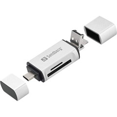 Sandberg Card Reader USB-C+USB+MicroUSB lecteur de carte mémoire Argent - Lecteurs de carte mémoire (MicroSD (TransFlash),SD, Ar