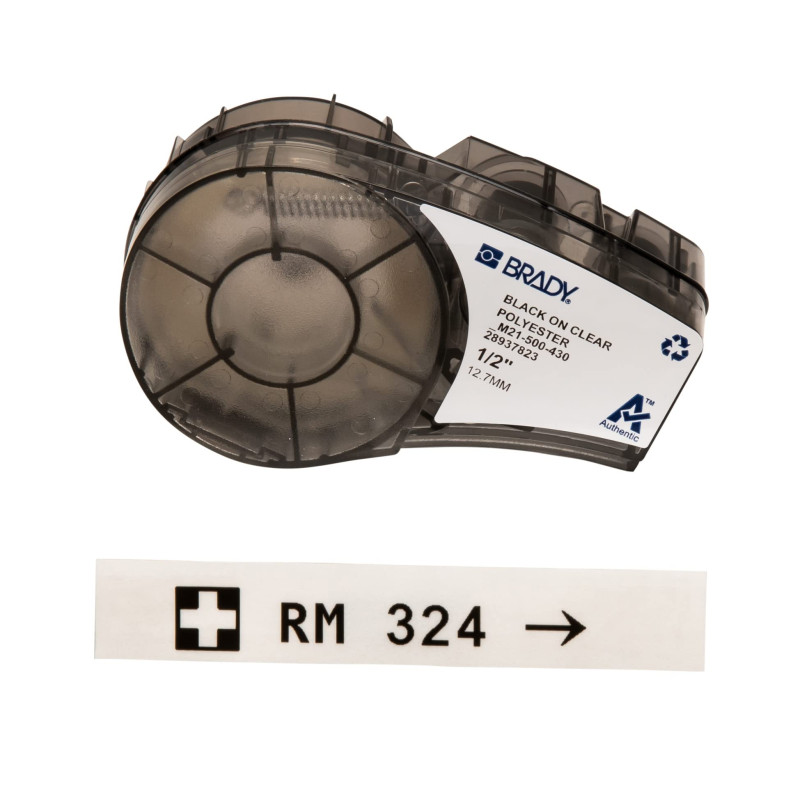 Brady Étiquettes Polypropylène pour étiqueteuses M210, M211 – Étiquettes Multi-usages – Noir sur Transparent (12,70mm x 6,4 m) – Brady Étiquettes Polypropylène pour étiqueteuses M210, M211 – Étiquettes Multi-usages – Noir sur Transparent (12,70mm x 6,4 m) –