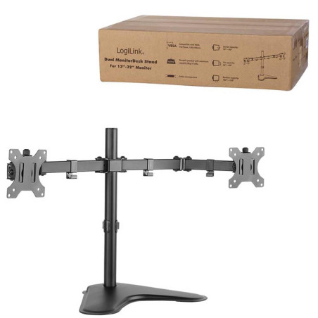 Logilink BP0045 x2 Support sur Pied pour écran 33,0 cm (13) - 81,3 cm (32) réglable en Hauteur, inclinable, Mobile, Rot