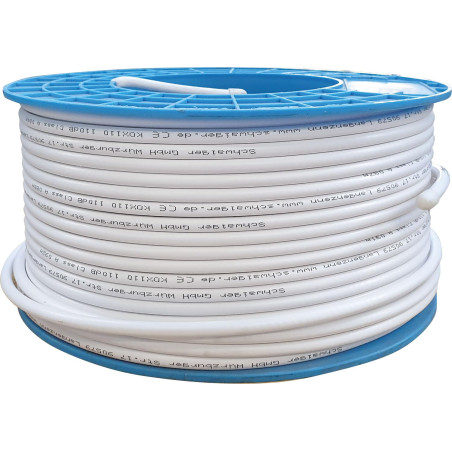 SCHWAIGER KOX110 Lot de 100 câbles d'antenne satellite avec tambour 100 m Câble coaxial non confectionné HDTV DVB-T2 110 dB 75 O