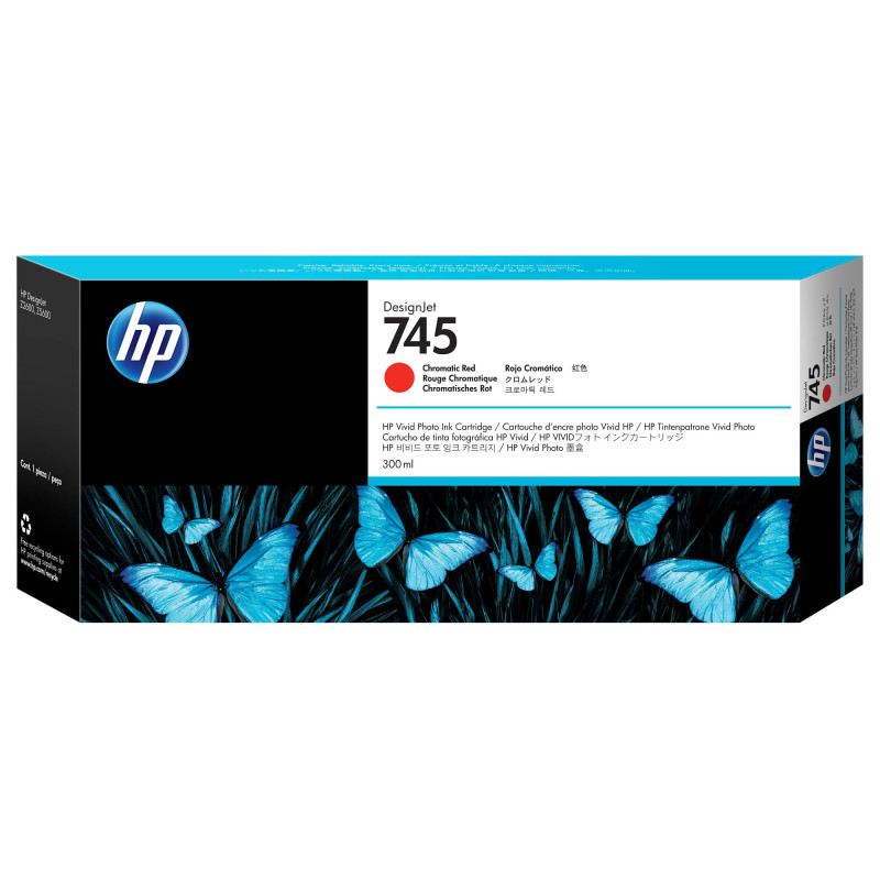 HP Cartouche d'encre DesignJet 745 Rouge chromatique, 300 ML HP Cartouche d'encre DesignJet 745 Rouge chromatique, 300 ML