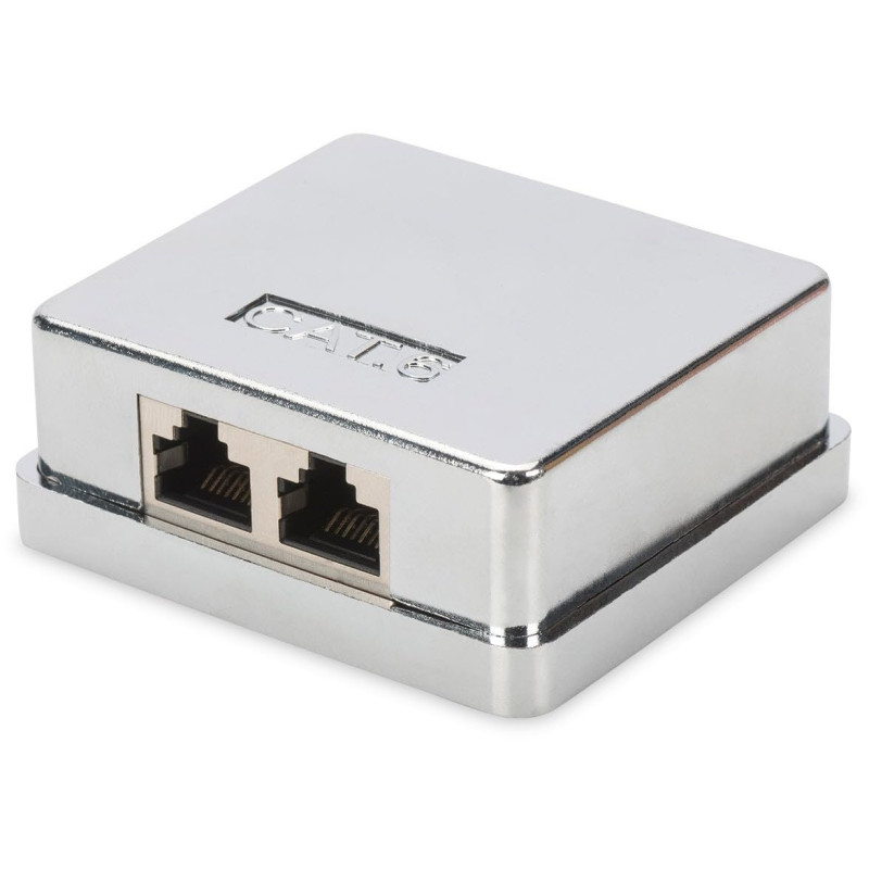 DIGITUS Prise de raccordement Cat-6-2 Port RJ45 - Boîtier en saillie - Prise réseau - LSA pince coupante - Blindé - Argenté DIGITUS Prise de raccordement Cat-6-2 Port RJ45 - Boîtier en saillie - Prise réseau - LSA pince coupante - Blindé - Argenté