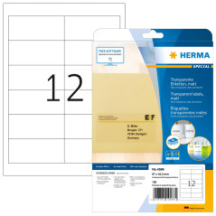 HERMA 4586 Rectangle aux angles arrondis Permanent Transparent 120pièce