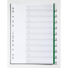 Durable 622105 Intercalaires Format A4 10 Touches - Onglets Soudés et Planches d'Insertions 1-10 - Page de Garde - Perforations