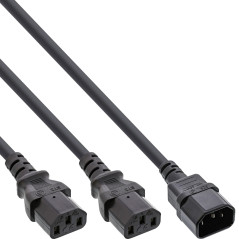 InLine 16657K câble électrique Noir 3 m Coupleur C14 Coupleur 2 x C13 - Cables électriques (3 m, Male connector / Female connect