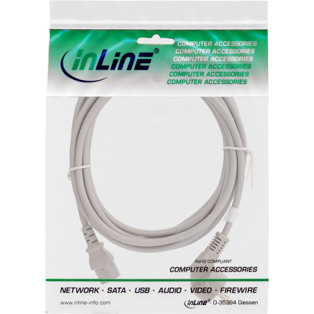 InLine 16653T câble électrique Gris 3 m CEE7/7 Coupleur C13 - Cables électriques (3 m, Male connector / Female connector, CEE7/7