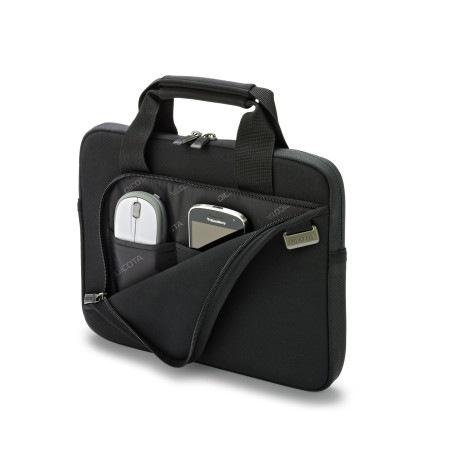 Dicota Sac à bandoulière Smart Skin 13-13.3 Pouces pour Ordinateur Portable et Tablette, Sacoche légère avec poignées, Noir