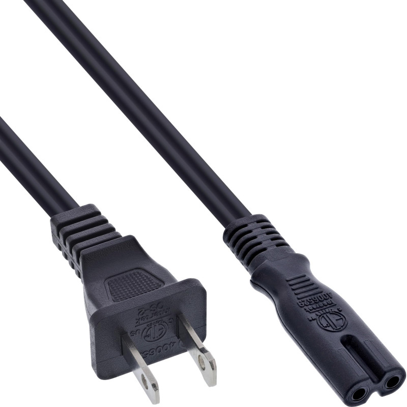 InLine 16651Y câble électrique Noir 1 m NEMA 1-15P Coupleur C7 - Cables électriques (1 m, Male connector / Female connector, NEM