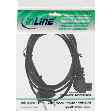 InLine 16754D câble électrique Noir 10 m CEE7/16 Coupleur C7 - Cables électriques (10 m, Male connector / Female connector, CEE7
