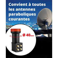 Megasat Diavolo Quattro LNB – LNB Universel (pour Utilisation avec Un multiswitch, connecteurs F plaqués Or, pour Les exigences