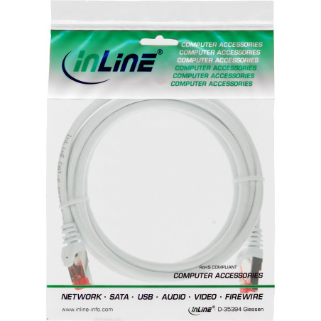 InLine 76111W Câble patch S/FTP (PiMf), catégorie 6, 250 MHz, PVC, CCA blanc, 1 m
