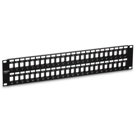TRENDnet, TC-KP48, Panneau de Brassage Keystone 2U HD 48 Ports Vierge, boîtier de Montage en Rack en métal 2U 19", Panneau de Br