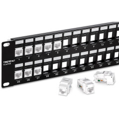 TRENDnet, TC-KP48, Panneau de Brassage Keystone 2U HD 48 Ports Vierge, boîtier de Montage en Rack en métal 2U 19", Panneau de Br