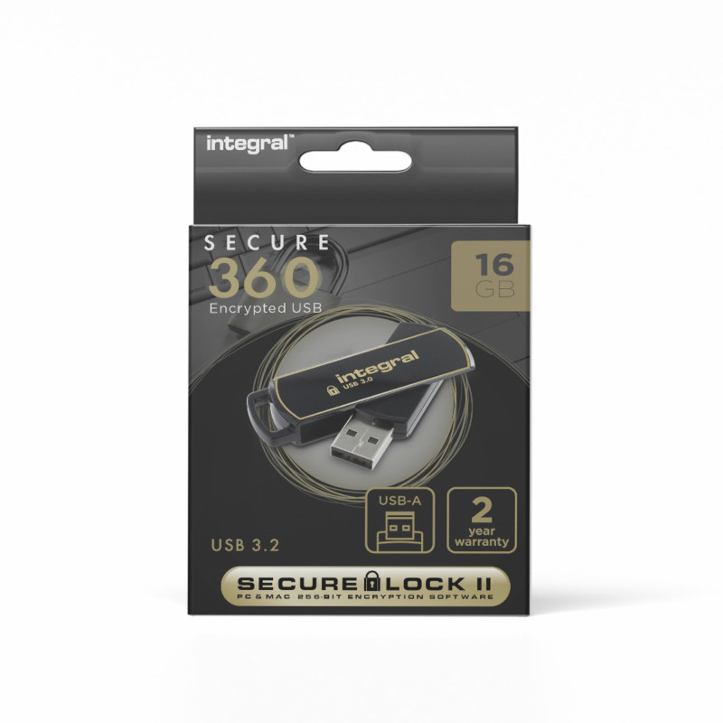 Integral Clé 16 Go USB 3.0 Secure 360 avec Chiffrement Logiciel AES-256 Integral Clé 16 Go USB 3.0 Secure 360 avec Chiffrement Logiciel AES-256