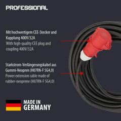 BRENNENSTUHL 1167970 - Alargador eléctrico IP44 H07RN-F5G4,0 de 10 m x 4 mm Con enchufe CEE 400V/16A de 5 Polos