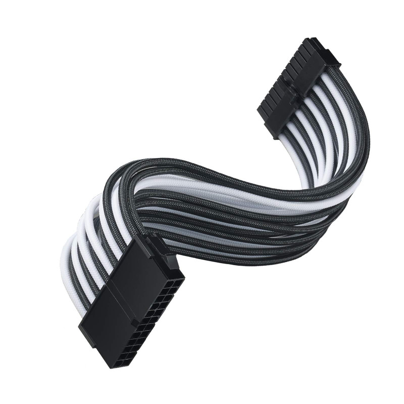 SilverStone Technology SST-PP07E-MBB - Câble d'extension Gainé de 30 cm, Carte mère 24 Broches à 24 broches, Noir + Blanc 40213 SilverStone Technology SST-PP07E-MBB - Câble d'extension Gainé de 30 cm, Carte mère 24 Broches à 24 broches, Noir + Blanc 40213