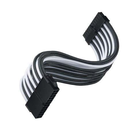 SilverStone Technology SST-PP07E-MBB - Câble d'extension Gainé de 30 cm, Carte mère 24 Broches à 24 broches, Noir + Blanc 40213