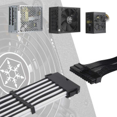 SilverStone Technology SST-PP07E-MBB - Câble d'extension Gainé de 30 cm, Carte mère 24 Broches à 24 broches, Noir + Blanc 40213