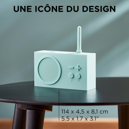 Lexon TYKHO 3 Enceinte Bluetooth Portable et Poste Radio FM, Etanche avec Batterie Rechargeable - Gris Sombre