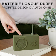 Lexon TYKHO 3 Enceinte Bluetooth Portable et Poste Radio FM, Etanche avec Batterie Rechargeable - Gris Sombre