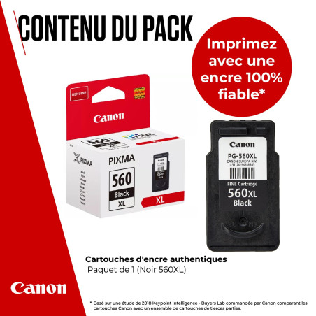 Canon Cartouche Encre - PG-560XL Cartouche d'encre Noire Authentique à Haut rendement pour imprimante - Imprime jusqu'à 400 Page
