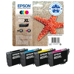 Epson Multipack 603XL Etoile de Mer, Cartouches d'encre d'origine XL Haute capacité, 4 couleurs : Noir, Cyan, Magenta, Jaune, XP