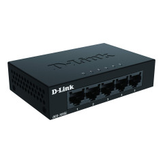 D-Link DGS-105GL Commutateur de bureau Gigabit non géré 5 ports sans ventilateur, profil bas, boîtier en métal, Plug-and-Play, 8