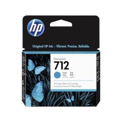 HP 3ED67A Cartouche d'encre Authentique 712 Cyan de 29 ML avec Encre d'origine, pour Traceurs Grand Format DesignJet T650, T630,