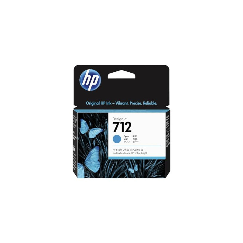 HP 3ED67A Cartouche d'encre Authentique 712 Cyan de 29 ML avec Encre d'origine, pour Traceurs Grand Format DesignJet T650, T630, HP 3ED67A Cartouche d'encre Authentique 712 Cyan de 29 ML avec Encre d'origine, pour Traceurs Grand Format DesignJet T650, T630,