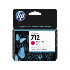HP 3ED68A Cartouche d'encre Authentique 712 Magenta de 29 ML avec Encre d'origine, pour Traceurs Grand Format DesignJet T650, T6