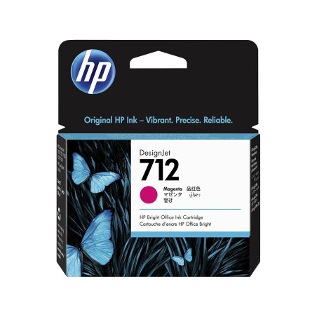HP 3ED68A Cartouche d'encre Authentique 712 Magenta de 29 ML avec Encre d'origine, pour Traceurs Grand Format DesignJet T650, T6