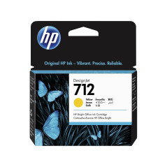 HP 3ED69A Cartouche d'encre Authentique 712 Jaune de 29 ML avec Encre d'origine, pour Traceurs Grand Format DesignJet T650, T630