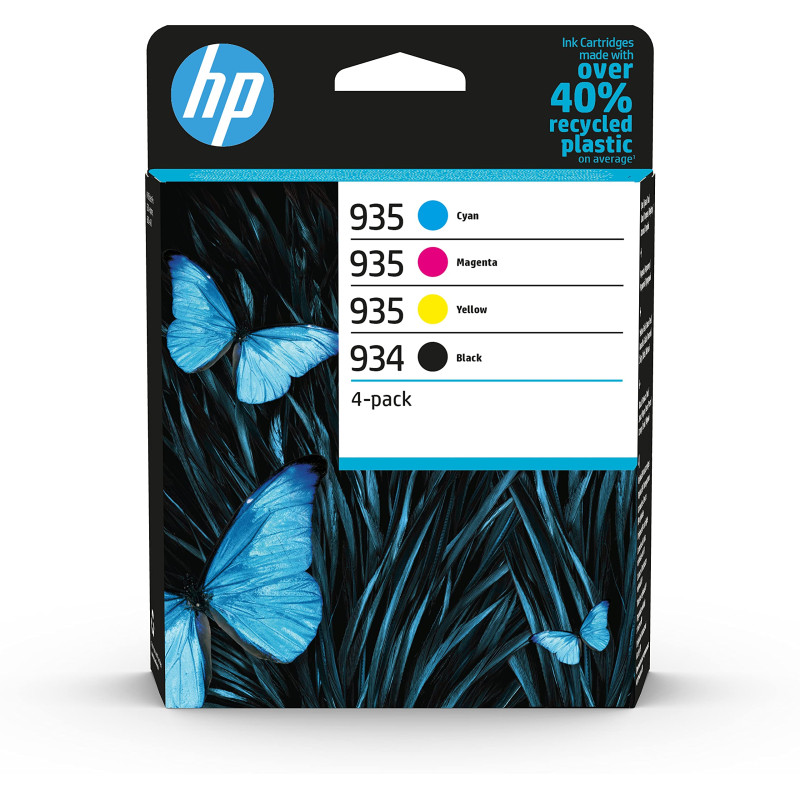 HP 934 Pack de 4 Cartouches d'encre Noire/ 935 Pack de 4 Cartouches d'encre Cyan/Magenta/Jaune Authentiques