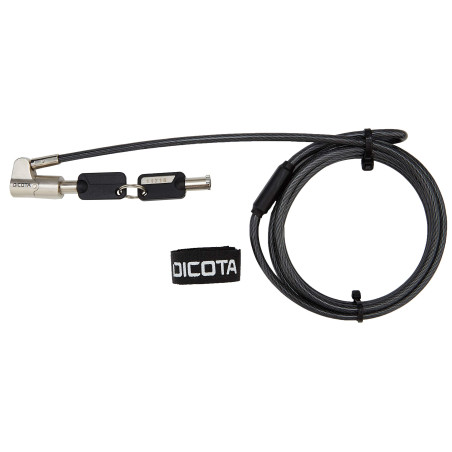 Dicota D31699 câble antivol Noir 2 m - Câbles antivol (Noir, Ordinateur Portable, Plastique, Acier, PVC, 2 m, 4,4 mm)