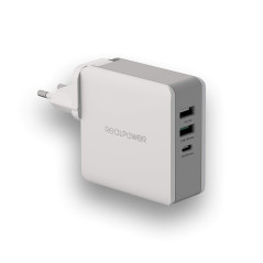 Realpower DeskCharge-65 306837 Chargeur USB pour Prise Murale 3 x USB
