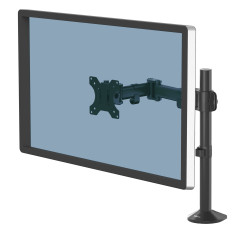 Fellowes Bras Porte-Écran Reflex Simple pour 1 Écran Jusqu'à 27", Hauteur Et Profondeur Ajustables, Norme VESA