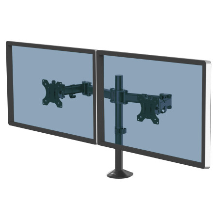 Fellowes Bras Porte Écran Reflex Double pour 2 Écrans Jusqu'à 27" Hauteur Et Profondeur Ajustables Norme VESA