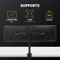 Fellowes Bras Porte Écran Reflex Double pour 2 Écrans Jusqu'à 27" Hauteur Et Profondeur Ajustables Norme VESA Fellowes Bras Porte Écran Reflex Double pour 2 Écrans Jusqu'à 27" Hauteur Et Profondeur Ajustables Norme VESA