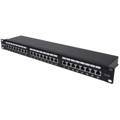 Intellinet Panneau de brassage, Cat6a, FTP, 24 ports, 1U, blindé, blocs de poinçonnage à 90°, noir