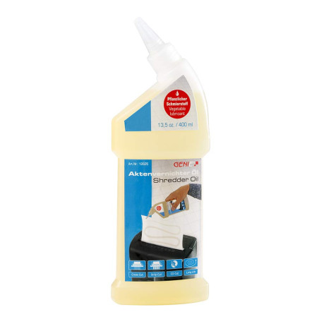 GENIE Huile pour destructeur de documents (400 ml), pour nettoyage, lubrification et kit d'entretien (papier à huile pour destru