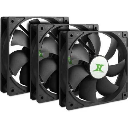 Inter-Tech 88887289 Ventilateur, Refroidisseur et radiateur Boitier PC 12 cm Noir 3 pièce(s)