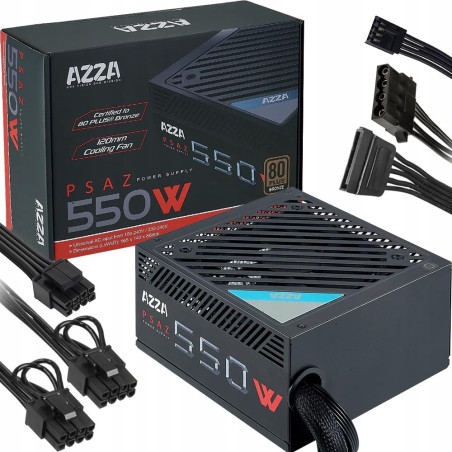 Azza Bloc d'alimentation PC 550 W, Noir, 2 x PCIe AD-Z550