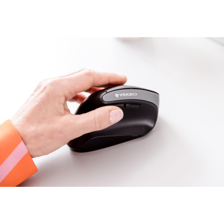 Cherry MW 4500 Left, Souris Verticale Ergonomique pour Gauchers, sans Fil (Radio 2,4 GHz), Résolution Réglable sur 3 Niveaux Jus